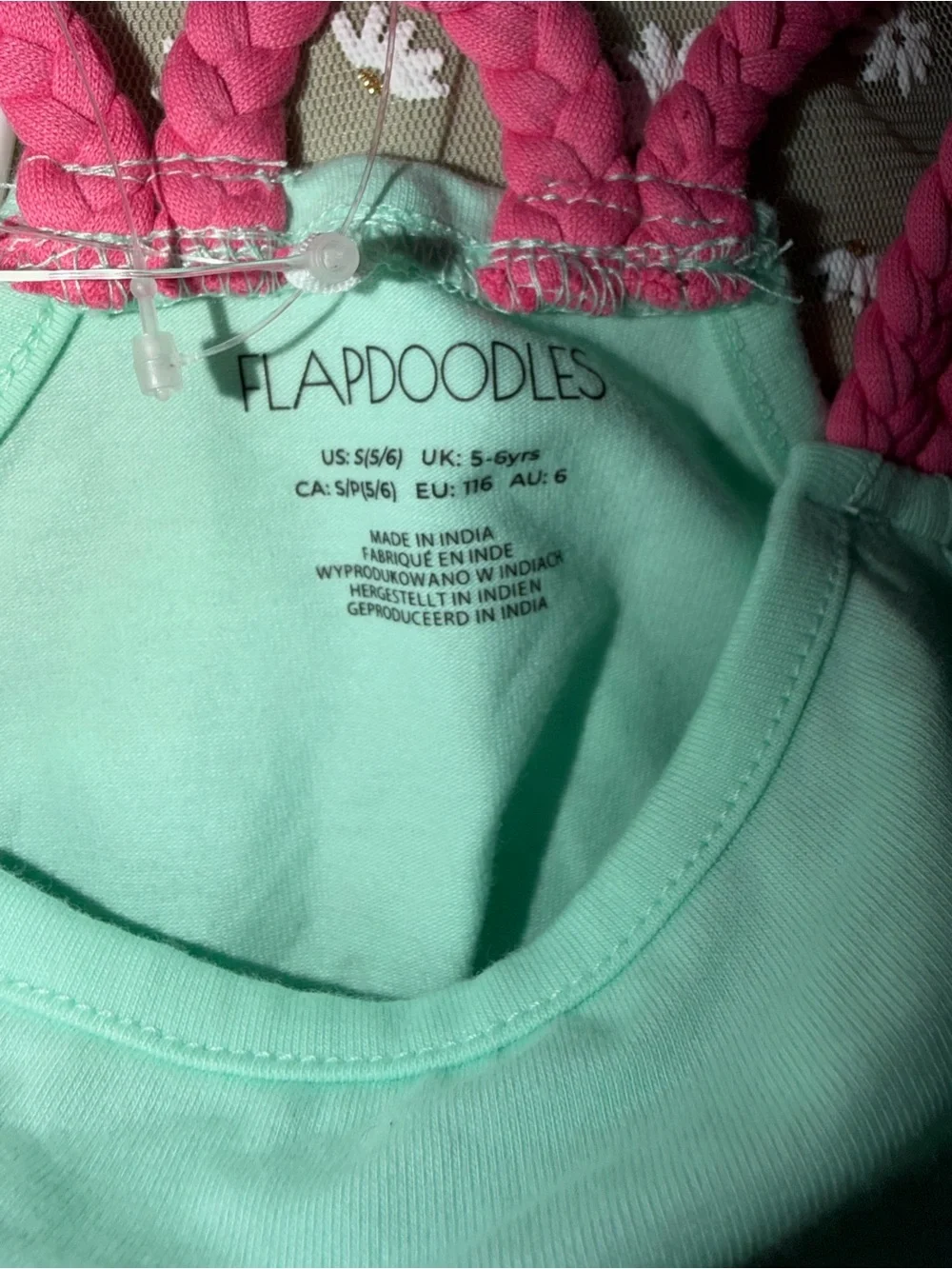 Girls Mint Strawberry Tank & Shorts Set with Pink Braided Straps